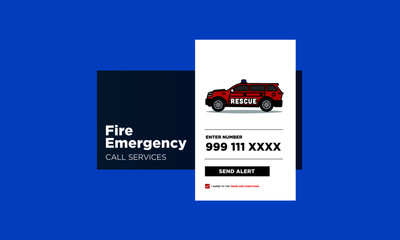 Fire Emergency App with SUV UX and UI For Phone Screen