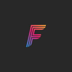 Letter F linear logo monogram design template, modern gradient color initial emblem