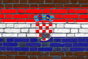 Croatian flag on a brick wall. Background. Illustration.