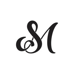 letters sm linked curves logo vector  - obrazy, fototapety, plakaty