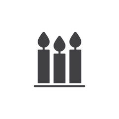 Burning candles vector icon. filled flat sign for mobile concept and web design. Candlelight solid icon. Symbol, logo illustration. Pixel perfect vector graphics