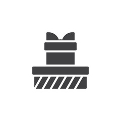 Gift boxes vector icon. filled flat sign for mobile concept and web design. Striped present box with bow ribbon simple solid icon. Symbol, logo illustration. Pixel perfect vector graphics