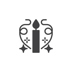 Party candle vector icon. filled flat sign for mobile concept and web design. Burning candle simple solid icon. Symbol, logo illustration. Pixel perfect vector graphics