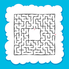 Abstract square maze. Game for kids. Puzzle for children. Labyrinth conundrum. Flat vector illustration. Cartoon style. With place for your image. Find the right path.
