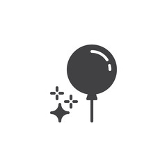 Party balloon vector icon. filled flat sign for mobile concept and web design. Balloon and sparkling stars simple solid icon. Symbol, logo illustration. Pixel perfect vector graphics