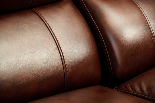 Brown leather couch detail sofa