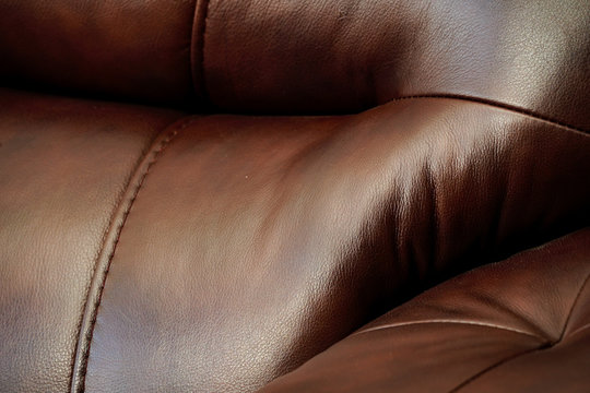 Brown leather couch detail sofa