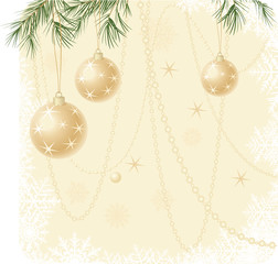 Fototapeta na wymiar Christmas balls on pine branches.