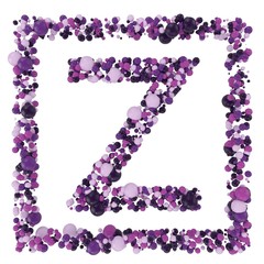 Letter Z. Scientific style molecules font. 3d illustration isolated on white.