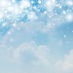 Fototapeta na wymiar Christmas background concept design of white snowflake and snow on sky with cloud vector illustration