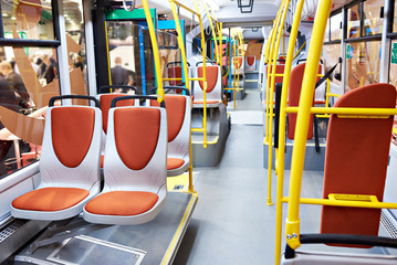 Interior of modern bus at exhibition © Sergey Ryzhov