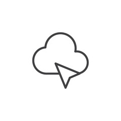 Cursor and cloud outline icon. linear style sign for mobile concept and web design. Click on cloud line vector icon. Mouse pointer click symbol, logo illustration. Pixel perfect vector