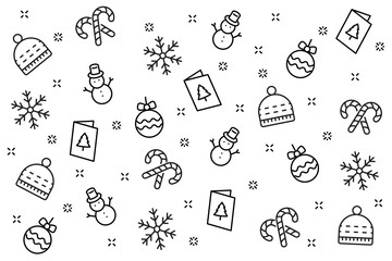 christmas background and happy new year 2019, christmas icons set