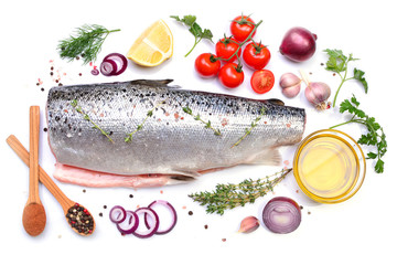 Fish salmon with spices and vegetables