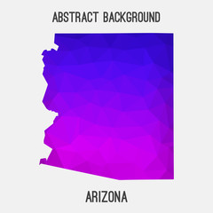 Arizona map low poly geometric polygonal,mosaic style,abstract tessellation,modern design background. Geometric cover, mockup. Vector illustration EPS10.