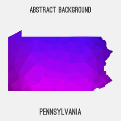 Pennsylvania map low poly geometric polygonal,mosaic style,abstract tessellation,modern design background. Geometric cover, mockup. Vector illustration EPS10.