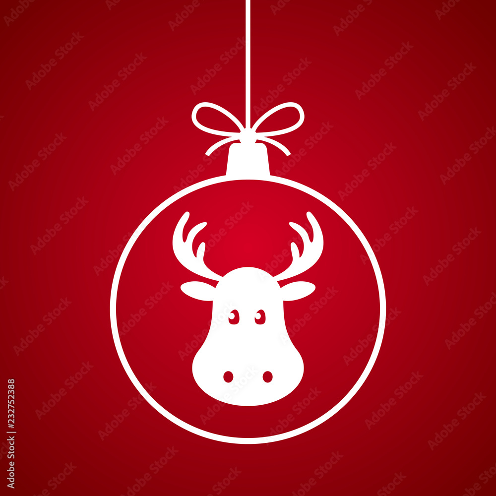 Wall mural christmas ball with santa claus reindeer pattern. vector illustration.