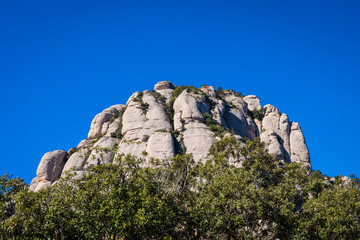 Montserrat monastery on mountain in Barcelona, Catalonia.