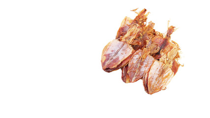 Dried squid on white background