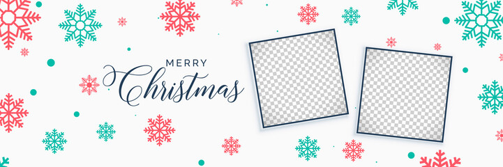 elegant christmas snowflakes banner with image space