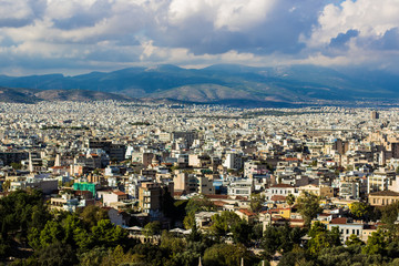 big over crowded south city view in cloudy sky weather time before storm on mountain horizon background silhouettes landscape 