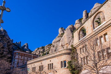 Fototapeta na wymiar Montserrat monastery on mountain in Barcelona, Catalonia.
