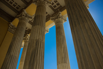 Naklejka premium exterior design of old architecture object marble column in antique temple 