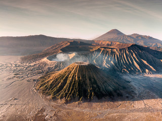 Aerial view Mount an active volcano Bromo, Batok and Semeru © Mumemories
