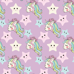 purple unicorn with star pattern vector