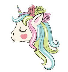 Beautiful unicorn head with roses. Can be used for baby t-shirt print, fashion print design