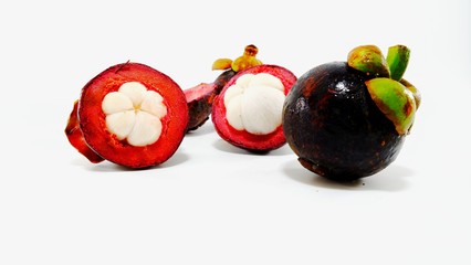 mangosteen tropical fruits in Asia on white background
