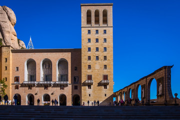 Fototapeta premium Montserrat monastery on mountain in Barcelona, Catalonia.