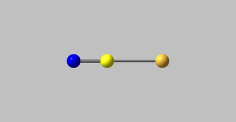 Cyanogen bromide molecular structure isolated on grey