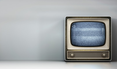 Vintage TV receiver on white background 3d rendering