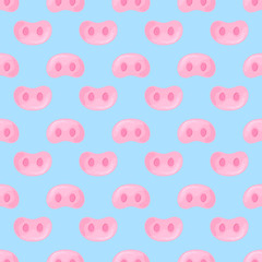 Pig snouts seamless pattern for wrapping gifts for the New Year and Christmas.