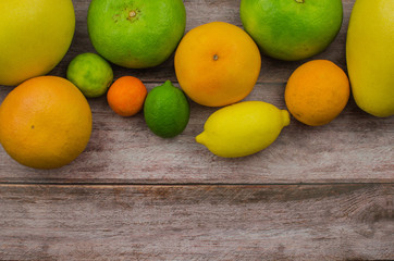 Citrus fruits orange, lemon, grapefruit, mandarin, lime