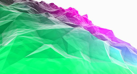 Polygonal colorful surface  on white background 3d illustration