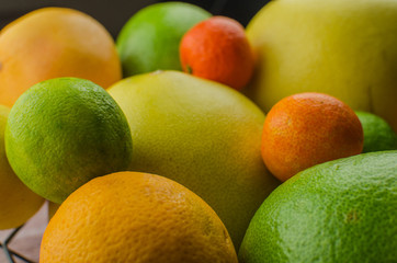 Citrus fruits orange, lemon, grapefruit, mandarin, lime