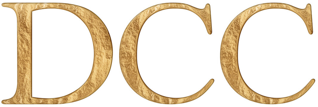 Roman numeral DCC, septingenti, 700, seven hundred, isolated on white background, 3d render