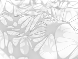 White abstract flowers background texture 3d render