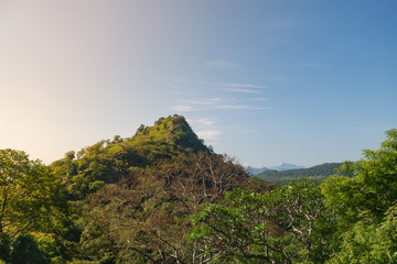 Beautiful view of Sri Lanka. Green landscape with mountain in Asia.