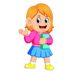  a smiling pretty girl holding books