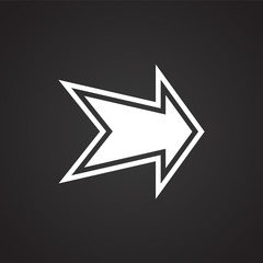 Arrow with outline on black background icon