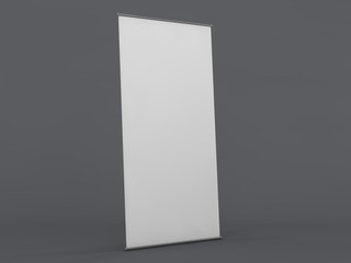 Blank roll up banner display. Template mockup. 3D