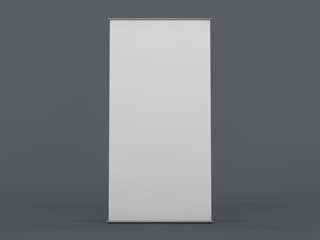 Blank roll up banner display. Template mockup. 3D