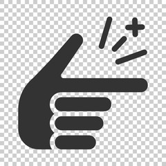 Finger snap icon in flat style. Fingers expression vector illustration on isolated background. Snap gesture business concept.