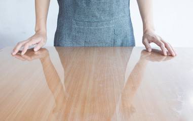 Woman with empty kitchen counter, concept Prepare food