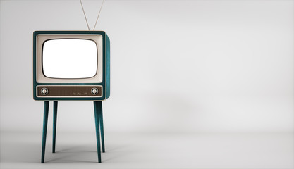 Vintage TV receiver on white background 3d rendering