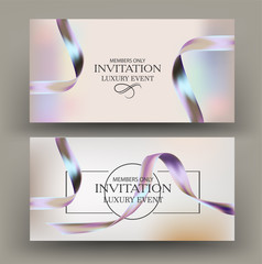 VIP invitation vintage card with air balloons and gold design elements. Vector illustration 