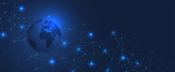 Artificial intelligence. Abstract global technology. Futuristic virtual technology concept background. Vector illustration.